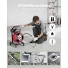 image:imageVEVOR Drain Cleaner Machine 50 FT x 12 Inch Manual Feed Sewer Snake Auger on Wheels  with 4 Cutters amp Airactivated Foot Switch for 2 to 6 Pipes50 FT x 12 with Wheels