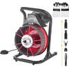 image:imageVEVOR Drain Cleaner Machine 75 FT x 12 Inch Sewer Snake Auger Manual Feed  Efficient Clog Clearing for 2 to 6 Pipes Solid Core Steel Cable with 4 Cutters amp Airactivated Foot Switch75 FT x 38