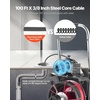 image:imageVEVOR Drain Cleaner Machine 75 FT x 12 Inch Sewer Snake Auger Manual Feed  Efficient Clog Clearing for 2 to 6 Pipes Solid Core Steel Cable with 4 Cutters amp Airactivated Foot Switch100 FT x 38