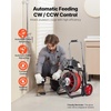 image:imageVEVOR Drain Cleaner Machine 75 FT x 12 Inch Sewer Snake Auger Manual Feed  Efficient Clog Clearing for 2 to 6 Pipes Solid Core Steel Cable with 4 Cutters amp Airactivated Foot Switch100 FT x 38