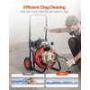 image:imageVEVOR Drain Cleaner Machine 75 FT x 38 Inch Auto Feed Sewer Snake Auger on Wheels Portable Drain Cleaning Machine with 4 Cutters amp Airactivated Foot Switch for 2 to 4 Pipes75 FT x 12