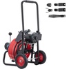 image:imageVEVOR Drain Cleaner Machine 75 FT x 38 Inch Auto Feed Sewer Snake Auger on Wheels Portable Drain Cleaning Machine with 4 Cutters amp Airactivated Foot Switch for 2 to 4 Pipes75 FT x 12