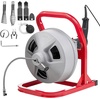 image:imageVEVOR Drain Cleaner Machine 75 FT x 38 Inch Sewer Snake Auger Manual Feed on Wheels Portable Drain Cleaning Machine with 6 Cutters amp Airactivated Foot Switch for 2 to 4 Pipes50 FT x 516