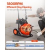 image:imageVEVOR Drain Cleaner Machine 75FT x 12Inch Auto Feed Sewer Snake Auger with 4 Cutter amp Airactivated Foot Switch for 2 to 4 Pipes Orange Black
