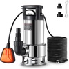 image:imageVEVOR 1 HP Submersible Sump Pump 5500 GPH Stainless Steel Submersible Sewage Dirty Clean Water Pump with Automatic Float Switch Long Cord 30 ft Max Lift for Pools Garden Pond Flooded Areas10 HP  4020 GPH  26 Ft
