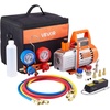 image:imageVEVOR 4 CFM AC Vacuum Pump and Gauge Set 13 HP Single Stage Rotary Vane HVAC Air Vacuum Pump AC Refrigerant Manifold Gauge Kit with Leak Detector Carry Bag for R134a R22 R410a Refrigerants40 CFM With Leak Detector