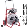 image:imageVEVOR Drain Cleaner Machine 100 FT x 38 Inch Auto Feed Sewer Snake Drain Auger on Wheels Portable Drain Cleaning Machine with 8 Cutters amp AirActivated Foot Switch for 2 to 4 Pipes75 FT x 12