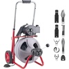 image:imageVEVOR Drain Cleaner Machine 100 FT x 38 Inch Auto Feed Sewer Snake Drain Auger on Wheels Portable Drain Cleaning Machine with 8 Cutters amp AirActivated Foot Switch for 2 to 4 Pipes75 FT x 38