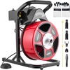 image:imageVEVOR Drain Cleaner Machine 50 FT x 12 Inch Manual Feed Sewer Snake Auger on Wheels  with 4 Cutters amp Airactivated Foot Switch for 2 to 6 Pipes50 FT x 12 Upgraded Version