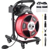 image:imageVEVOR Drain Cleaner Machine 50 FT x 12 Inch Manual Feed Sewer Snake Auger on Wheels  with 4 Cutters amp Airactivated Foot Switch for 2 to 6 Pipes50 FT x 12 with Wheels