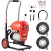 image:imageVEVOR Drain Cleaner Machine 66FT x 58 Inch 250W Electric Sewer Snake Auger with 2 Sectional Steel Cables 66 x 58 and 15 x 38 7 Cutters and CWCCW Control for 16 to 4 Pipes120Ft x 65Inch  6 Cutters