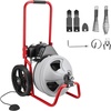 image:imageVEVOR Drain Cleaner Machine 75 FT x 38 Inch Sewer Snake Auger Manual Feed on Wheels Portable Drain Cleaning Machine with 6 Cutters amp Airactivated Foot Switch for 2 to 4 Pipes75 FT x 38