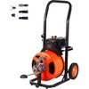 image:imageVEVOR Drain Cleaner Machine 75FT x 12Inch Auto Feed Sewer Snake Auger with 4 Cutter amp Airactivated Foot Switch for 2 to 4 Pipes Orange Black