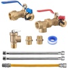 image:imageVEVOR Water Heater Kit 34 Inch Cold amp Hot Water Plumbing Repair Kit with 600 WOG Isolation Valves Pressure Relief Valve DualLayer Gas Hose Compatible with Most Tankless Waters Heater Brands