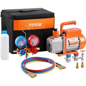 image:imageVEVOR 4 CFM AC Vacuum Pump and Gauge Set 13 HP Single Stage Rotary Vane HVAC Air Vacuum Pump AC Refrigerant Manifold Gauge Kit with Leak Detector Carry Bag for R134a R22 R410a Refrigerants35CFM R410A R134A Compatible
