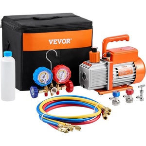 image:imageVEVOR 4 CFM AC Vacuum Pump and Gauge Set 13 HP Single Stage Rotary Vane HVAC Air Vacuum Pump AC Refrigerant Manifold Gauge Kit with Leak Detector Carry Bag for R134a R22 R410a Refrigerants35CFM R134a Compatible