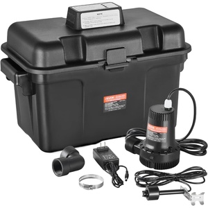 image:imageVEVOR Basement Emergency BackUp Sump Pump 2000GPH 017 HP Backup Sump Pump System with 15V Adapter Float Switch 24HouraDay Monitoring Controller Alerts and Charger Black