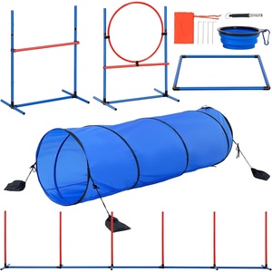 image:imageVEVOR Dog Agility Course Backyard Set 13pcs Agility Training Equipment for Dogs 2 Tunnels with SandbagsAdjustable HurdlesWeave PolesJump RingPause Box Puppy Obstacle Course Kit with Storage Bag7 Pcs Training Set