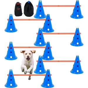 image:imageVEVOR Dog Agility Course Backyard Set 13pcs Agility Training Equipment for Dogs 2 Tunnels with SandbagsAdjustable HurdlesWeave PolesJump RingPause Box Puppy Obstacle Course Kit with Storage Bag6 Pcs Cones Kit