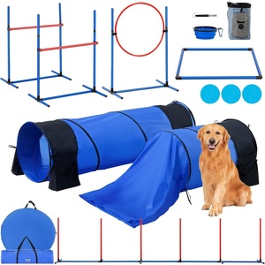 image:imageVEVOR Dog Agility Course Backyard Set 13pcs Agility Training Equipment for Dogs 2 Tunnels with SandbagsAdjustable HurdlesWeave PolesJump RingPause Box Puppy Obstacle Course Kit with Storage Bag13 Pcs Set