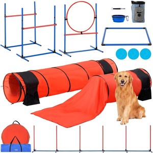 image:imageVEVOR Dog Agility Course Backyard Set 13pcs Agility Training Equipment for Dogs 2 Tunnels with SandbagsAdjustable HurdlesWeave PolesJump RingPause Box Puppy Obstacle Course Kit with Storage Bag13 Pcs Upgraded Set