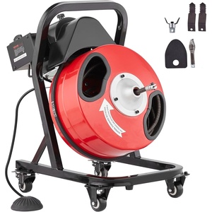 image:imageVEVOR Drain Cleaner Machine 100 FT x 38 Inch Auto Feed Sewer Snake Auger Portable Drain Cleaning Machine with Climbing Wheels Adjustable Drum 8 Cutters amp Foot Switch for 2 to 4 Pipes50 FT x 12 Manual Feed