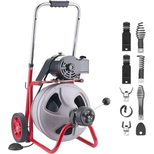 image:imageVEVOR Drain Cleaner Machine 100 FT x 38 Inch Auto Feed Sewer Snake Drain Auger on Wheels Portable Drain Cleaning Machine with 8 Cutters amp AirActivated Foot Switch for 2 to 4 Pipes75 FT x 38
