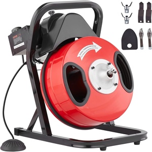 image:imageVEVOR Drain Cleaner Machine 50 FT x 12 Inch Manual Feed Sewer Snake Auger on Wheels  with 4 Cutters amp Airactivated Foot Switch for 2 to 6 Pipes50 FT x 12