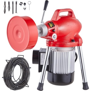 image:imageVEVOR Drain Cleaner Machine 66FT x 58 Inch 250W Electric Sewer Snake Auger with 2 Sectional Steel Cables 66 x 58 and 15 x 38 7 Cutters and CWCCW Control for 16 to 4 Pipes66Ft x 58Inch  7 Cutters