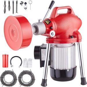 image:imageVEVOR Drain Cleaner Machine 66FT x 58 Inch 250W Electric Sewer Snake Auger with 2 Sectional Steel Cables 66 x 58 and 15 x 38 7 Cutters and CWCCW Control for 16 to 4 Pipes120Ft x 58Inch  7 Cutters