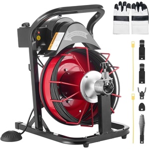 image:imageVEVOR Drain Cleaner Machine 75 FT x 12 Inch Sewer Snake Auger Manual Feed  Efficient Clog Clearing for 2 to 6 Pipes Solid Core Steel Cable with 4 Cutters amp Airactivated Foot Switch50 FT x 516