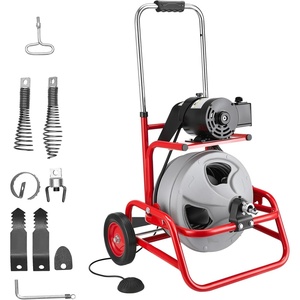 image:imageVEVOR Drain Cleaner Machine 75 FT x 12 Inch Sewer Snake Auger on Wheels Manual Feed Drain Cleaning Machine with Adjustable Drum Angle 6 Cutters amp Airactivated Foot Switch for 2 to 6 Pipes75 FT x 12 with Adjustable Drum Angle