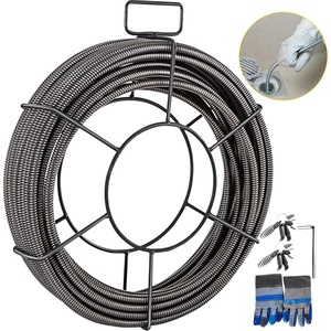 image:imageVEVOR Drain Cleaning Cable 100 ft x 12 inch Solid Core Cable Sewer Cable Drain Auger Cable Cleaner Snake Clog Pipe Drain Cleaning Cable WFour Shapes of Cutters75Ft x 38Inch