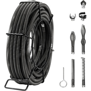 image:imageVEVOR Drain Cleaning Cable 66 FT x 58 Inch Professional Sectional Drain Cleaner Cable with 7 Cutters for 08 to 39 Pipes for Hollow Core Sewer Cleaner Auger Sink Toilet66FT x 58Inch