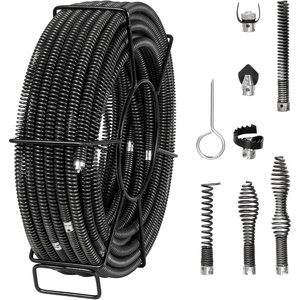 image:imageVEVOR Drain Cleaning Cable 66 FT x 58 Inch Professional Sectional Drain Cleaner Cable with 7 Cutters for 08 to 39 Pipes for Hollow Core Sewer Cleaner Auger Sink Toilet100FT x 58Inch