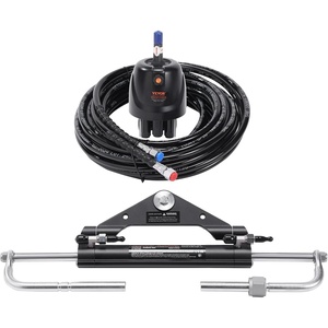 image:imageVEVOR Hydraulic Outboard Steering Kit 300HP Marine Boat Hydraulic Steering System with Helm Pump TwoWay Lock Cylinder and 26 Feet Hydraulic Steering Hose for Single Station SingleEngine Boats