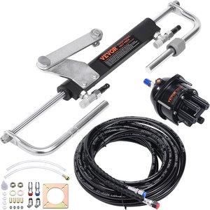 image:imageVEVOR Hydraulic Outboard Steering Kit 90HP Marine Boat Hydraulic Steering System with Helm Pump TwoWay Lock Cylinder and 24 Feet Hydraulic Steering Hose for Single Station SingleEngine Boats90 HP 24 FT Hose