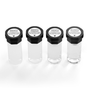 image:imageVEVOR Turbidity Meter 01000 NTU Measuring Range ISO 7027 Compliant Portable Red Light Turbidimeter Quick Reading with Calibration Solutions Sample Vials and Carry Case for Field and Plant4PcsWhite