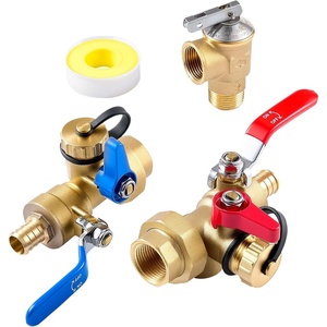 image:imageVEVOR Water Heater Kit 34 Inch Tankless Water Heater Service Valve Kit with 2PCS 34 NPT to 34 PEXB Isolation Valves Pressure Relief Valve LeadFree Brass Fits Most Tankless Waters Heaters
