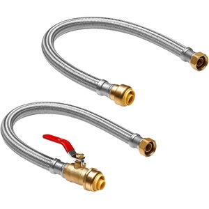image:imageVEVOR Water Heater Kit PushFit Valve Flexible Water Heater Connector with 34 FIP x 34 PTC Ball Valve Stainless Steel Braided Waters Heaters Supply Line for Bathroom Kitchen Laundry Room