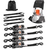 image:imageVEVOR Retractable Ratchet Straps 1 in x 10 ft Tie Down Straps with S Hooks 1200 lbs Break Strength 4 Soft Loops Tie Down Ratcheting for Moving Trailers Motorcycles Kayaks Car Roof 4 Pack1 x 10