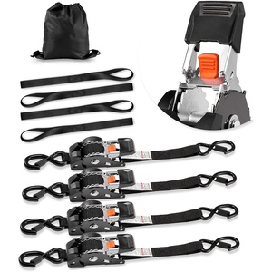 image:imageVEVOR Retractable Ratchet Straps 1 in x 10 ft Tie Down Straps with S Hooks 1200 lbs Break Strength 4 Soft Loops Tie Down Ratcheting for Moving Trailers Motorcycles Kayaks Car Roof 4 Pack1 x 10