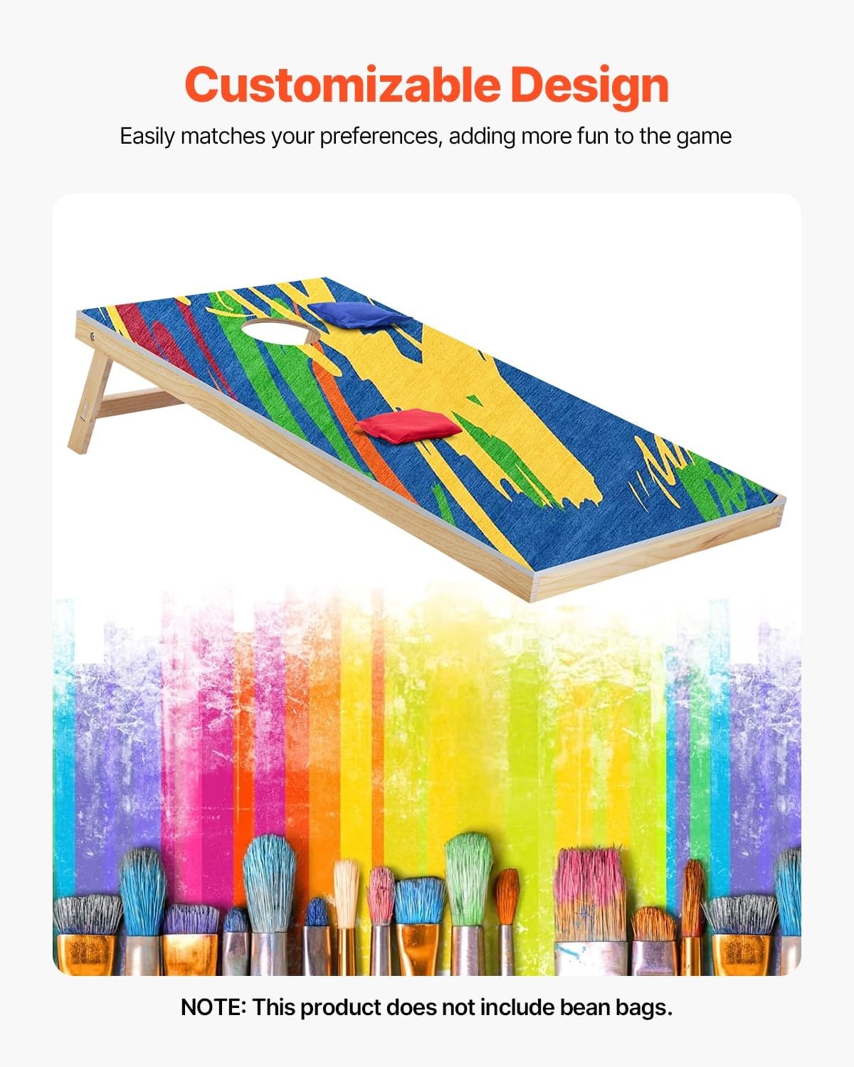 image:imageVEOVR Cornhole Set Corn Hole Game Boards Wood Portable Toss Board Indoor and Outdoor Cornhole Play for Adults for Yard Backyard Beach Camping 4x2 ft DIY