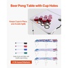 image:imageVEVOR 8 Foot Portable Beer Pong Table Folding Tailgate Table Cup Holes Dry Erase Markers and Carrying Handles Adjustable Height Lightweight Table for Office Tailgate Party amp Camping White