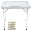 image:imageVEVOR Mahjong Table Square 4 Player Folding Card Table with 4 Cup Holders amp 4 Chip Trays Portable Domino Game Table with 1 Set of Dominoes for Mahjong Poker Puzzles 354 x 354inch White