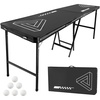 image:imageVEVOR 8 Foot Portable Beer Pong Table Foldable 36 inch Heightened Carrying Handles and 6 Pong Balls Lightweight Tailgate Table for Office Tailgate Party Travel amp Camping Black