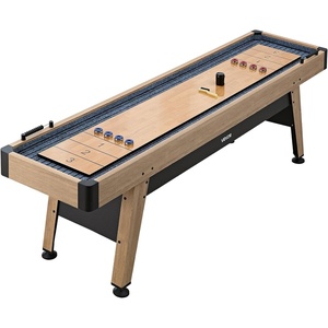 image:imageVEVOR 7ft 9ft 12ft Shuffleboard Table for Family Game Room Shuffle Board with ScratchResistant Playfield Legs 8 Pucks Wax Brush for Smooth Fast Puck Action9ft  Wood Color