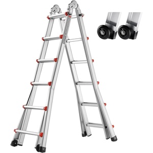 image:imageVEVOR AFrame Telescoping Ladder 205 FT  Compact amp Portable Aluminum Ladder 330lb Load Capacity for Home Roof Stairs Indoor amp Outdoor Use205FT
