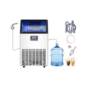 image:imageVEVOR Commercial Ice Maker Machine with 2 Water Inlets 100lbs24H Ice Maker with 33lbs Storage Bin 45 Ice Cubes in 15 Mins LED Digital Display Freestanding amp SelfCleaning for Bar Office Restaurant