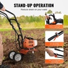 image:imageVEVOR Tiller Cultivator 212CC 4Stroke Garden Cultivator Tiller with 4 Steel Adjustable Rear Tines for Lawn Garden and Field Soil Cultivation  with 4 Steel Adjustable Rear Tines for Lawn Garden Field Soil Cultivation 6614x1968x3937 inch Max Depth 393 inch43CC 2Stroke